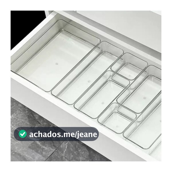 Conjunto 7 Organizadores Multiuso para Gavetas, Armários, Geladeiras Potes em Acrílico