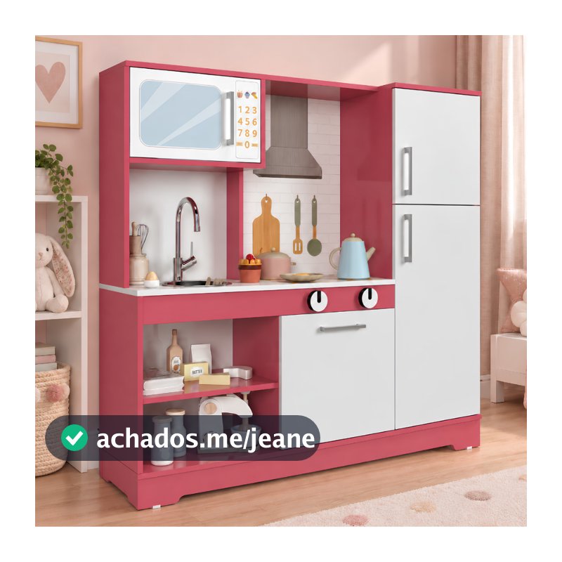 LANÇAMENTO Cozinha Infantil Elo MDF/MDP Completa com Pia Fogão Geladeira Micro-ondas e Torneira