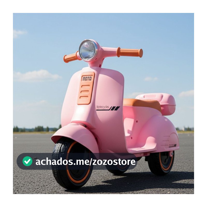 Mini Moto Elétrica Infantil 6V Scooter Retrô com Luz e Som Brinq Kids