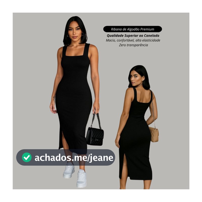 Vestido Longo com fenda lateral canelado ribana premium justo colado tendencia casual de festa
