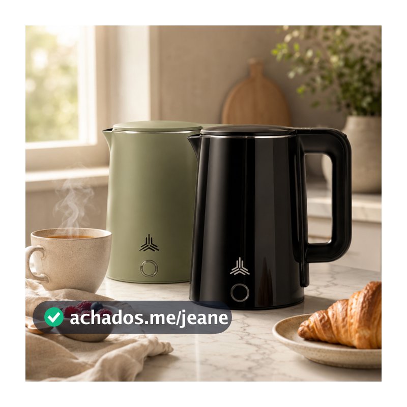 Chaleira Elétrica Inox Portátil 1,8l Jarra Térmica Esquenta Chá Ferve Água Rápido 220v