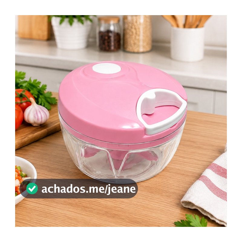 Processador Manual 500ml 3 Lâminas Inox Triturador de Alimentos Picador de Alho Cebola e Legumes