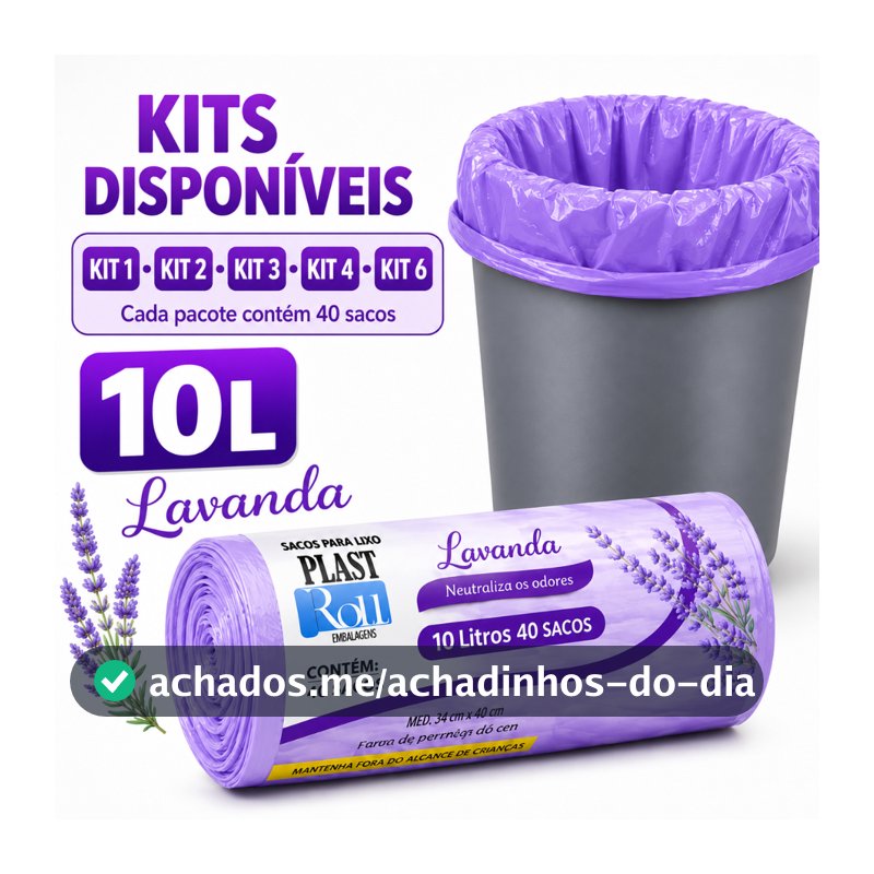 Saco de Lixo Lavanda 10L Perfumado Anti Odor Banheiro Pia