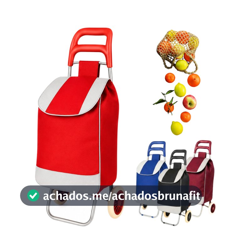 Carrinho De Feira Compras Reforçado Suporta Até 30kg – Dobrável E Impermeável Bolsa Grande E Rodas