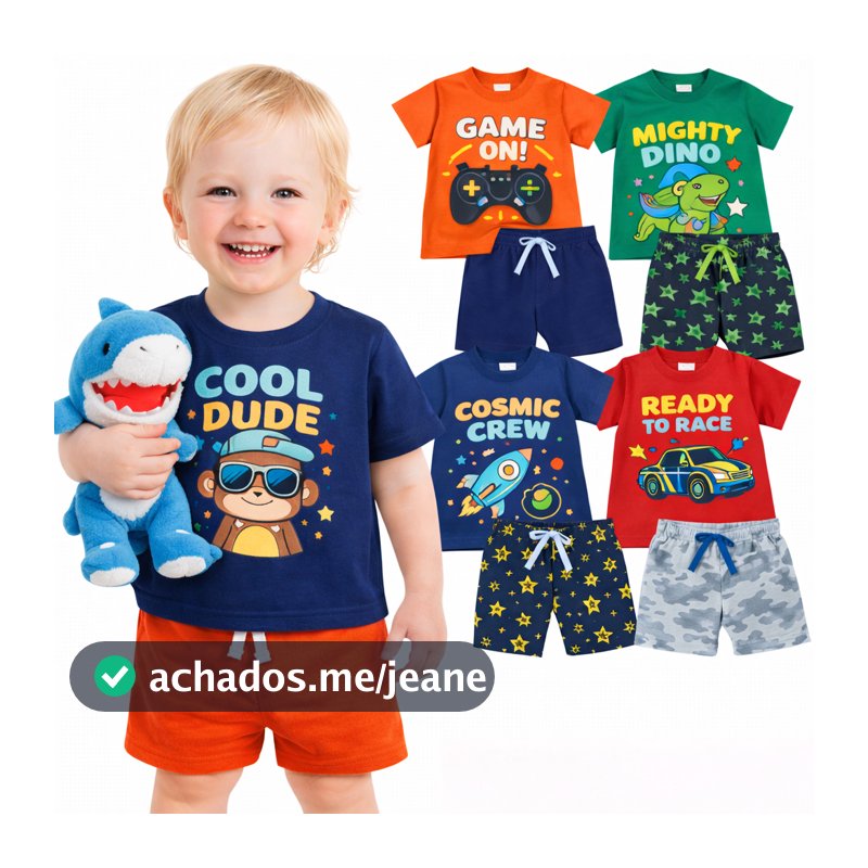 Kit Sortidos 2 ou 4 Peças De Roupa Infantil Bebê Menino Verão Conjunto de Verão  Masculino Roupa de Menino Verão