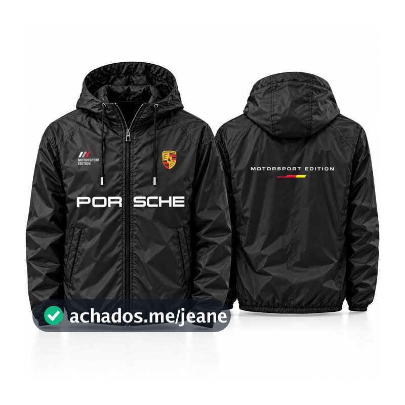 Jaqueta Corta Vento Masculina Impermeável Com Capuz 100% Poliéster Leve Esportiva Motorsport Racing