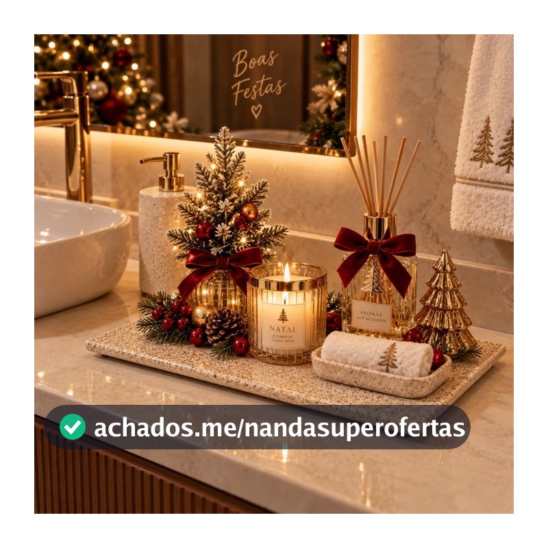 Bandeja de Natal Decorativa para Mesa Posta Ceia Festiva Premium Moderna Elegante Sofisticada