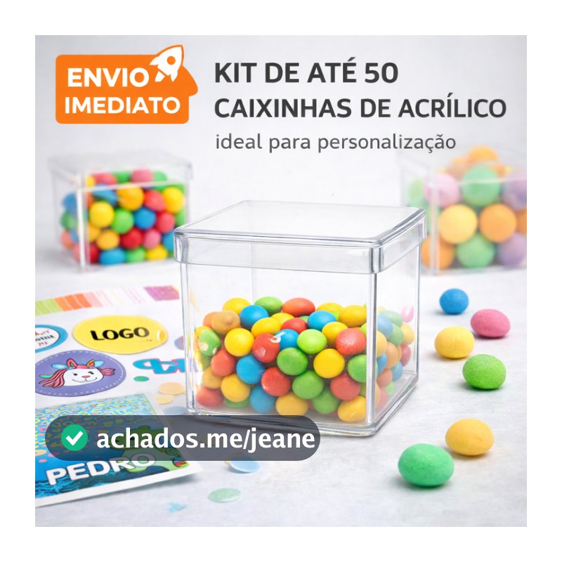 Kit 50 Caixa Acrílica 5x45 Pra Personalizar Festa Luxo Caixa Dupla Lembrancinha Natal