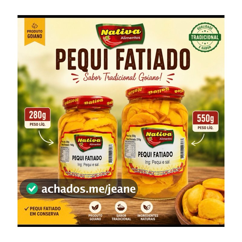 Pequi Fatiado Conserva Nativa 280g 550g 680g Produto Goiano Tradicional