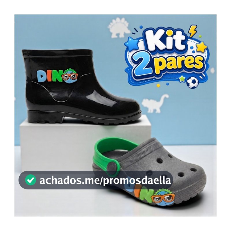 Kit 2 Pares Infantil Babuche Menino Galocha Leve Escolar