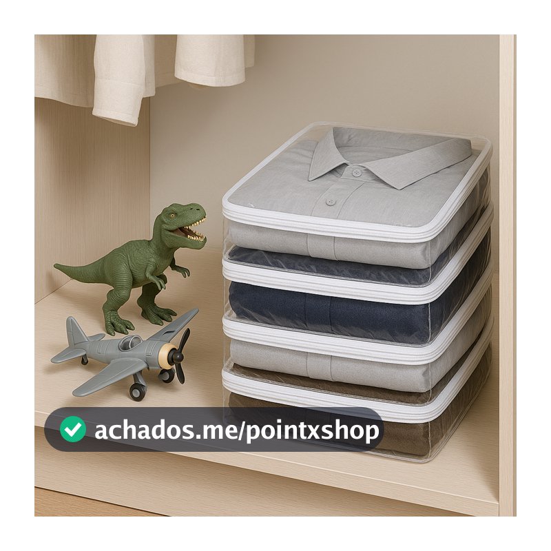 Kit 5 Saco Organizador Tamanho P Para Enxovais e Roupas Pvc com Zíper