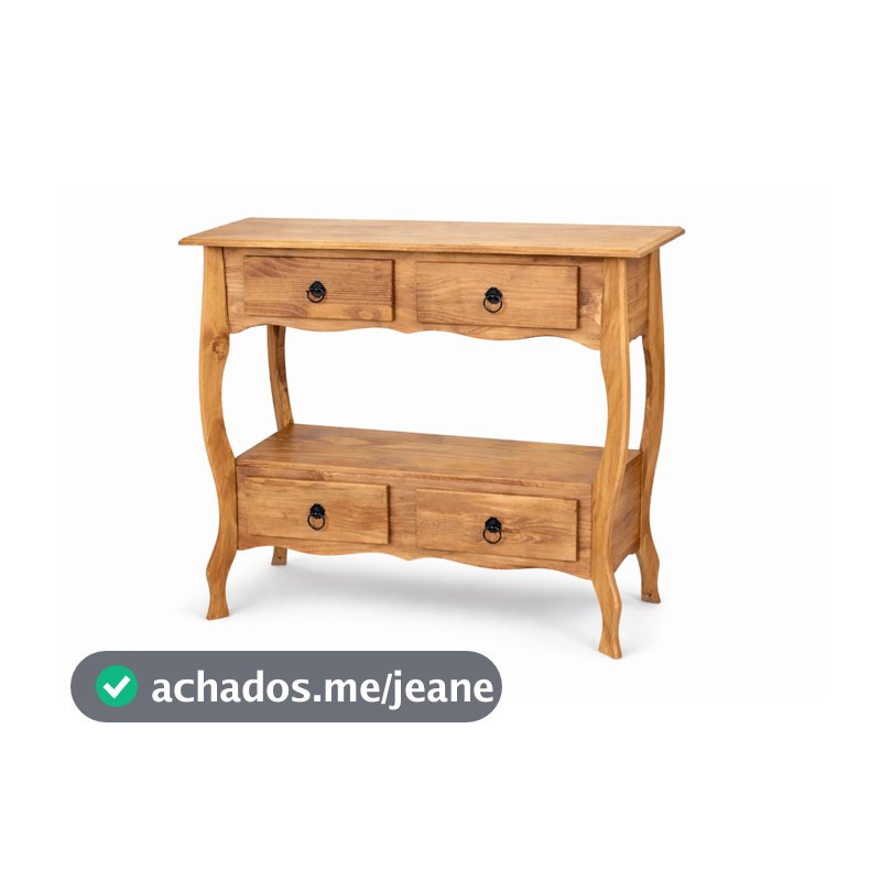 Aparador de Madeira Maciça Pinus Rústico com 4 Gavetas – 100cm Comprimento e 80cm Altura