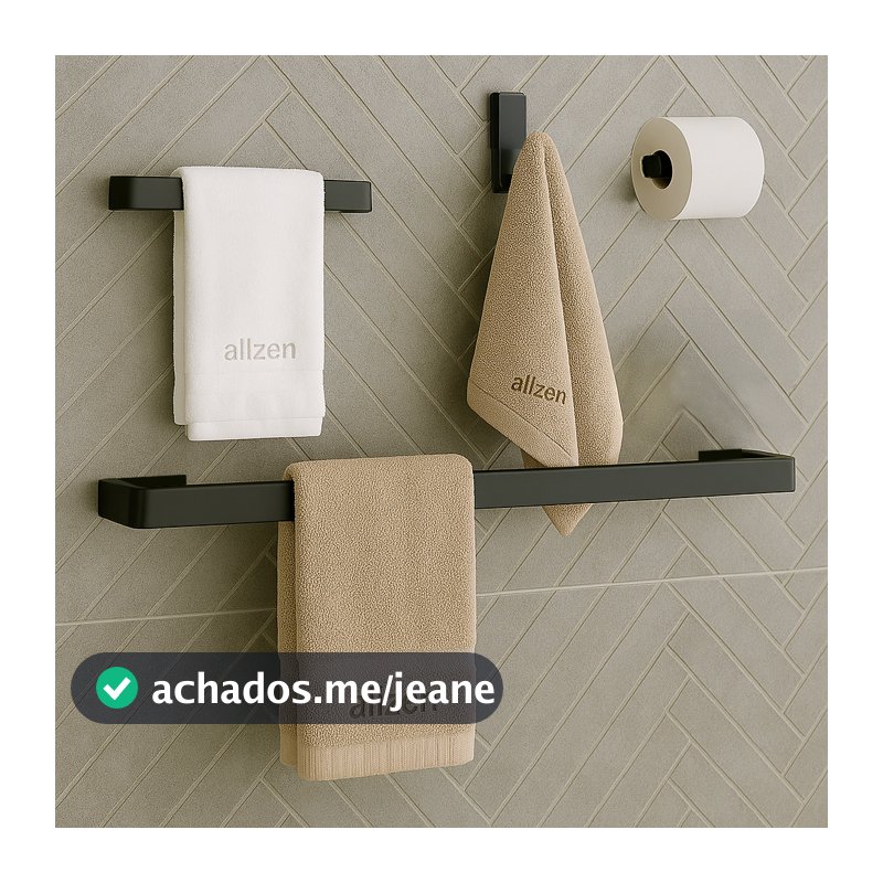 Kit de Acessórios para Banheiro Quadrado Preto Fosco Luxo 4 Peças