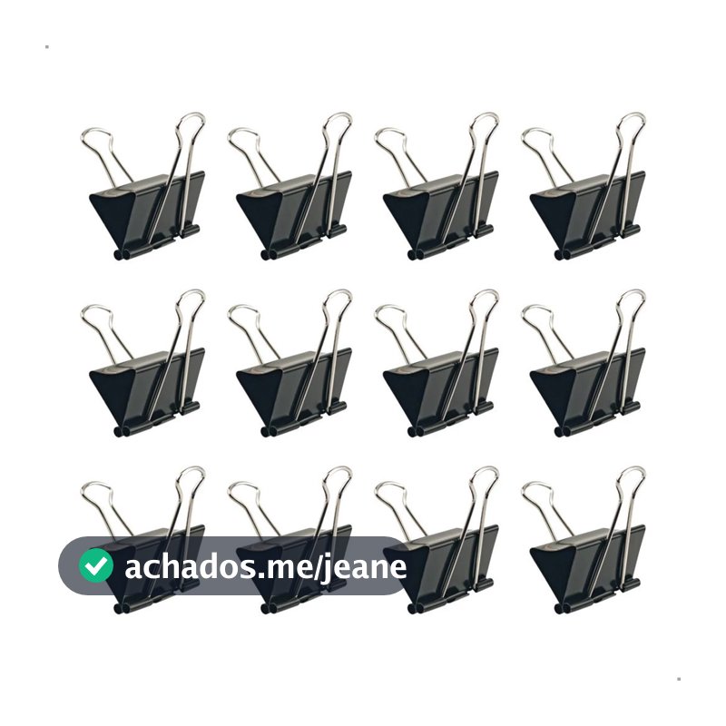 Kit 12 Unidades Clips Borboleta Prendedor De Papel Binder 15/19/25/32/41/51mm Preto