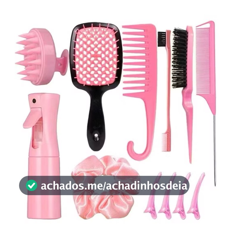 12pcs Escova Para Cabelos Cacheados Natural Curvo Rattail Pente Conjunto Ferramentas De Salão De Cabeleireiro