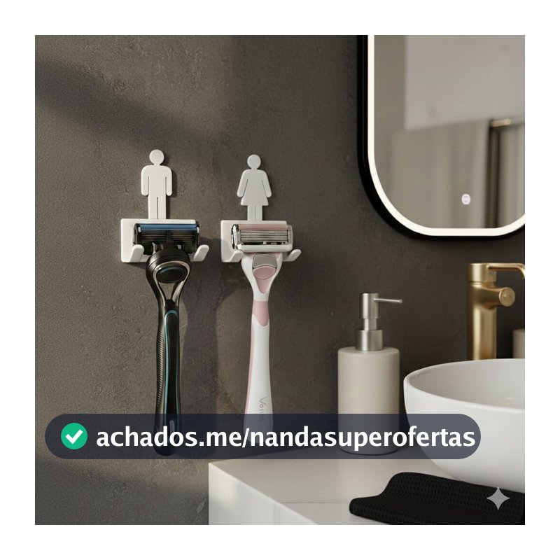 Suporte de Lâmina de Barbear Adesivo Moderno Masculino Feminino Banheiro Gancho Organizador Conjunto