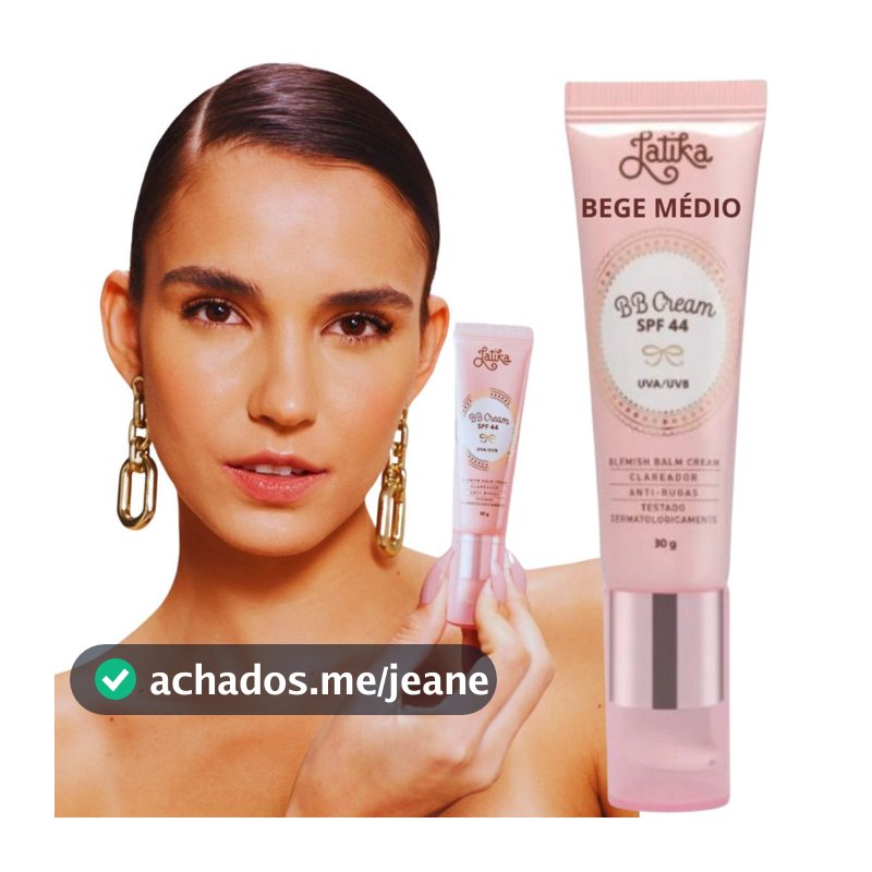 Base Bb Cream Bege Médio Fps 44 Clareador Latika Alta Cobert