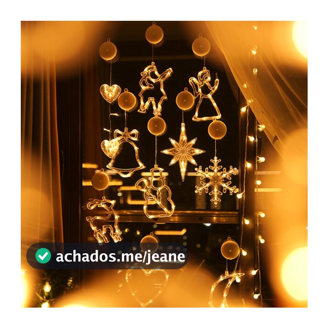 Luzes de janela de Natal - sinos, árvores de Natal, estrelas e bonecos de neve Luzes de janela Decorações de Natal