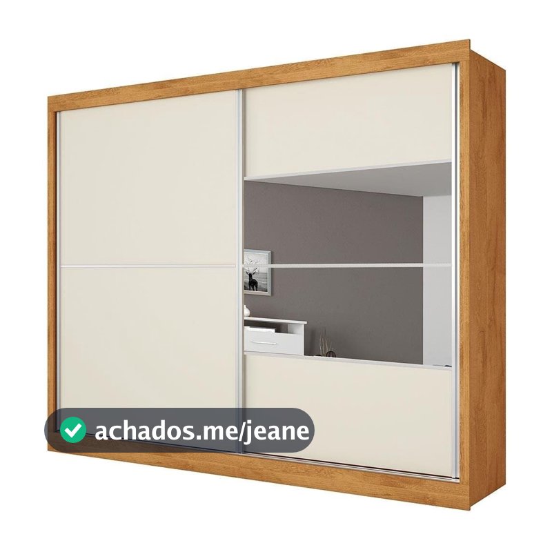 Guarda-Roupa Casal Móveis Europa Londres Flex com Espelho, 2 Portas de Correr e 4 Gavetas