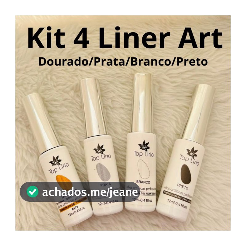 Esmalte Gel Liner Art  Kit com 2 e 4 unidades ( dourado/prata/preto/branco)  PARA UNHAS