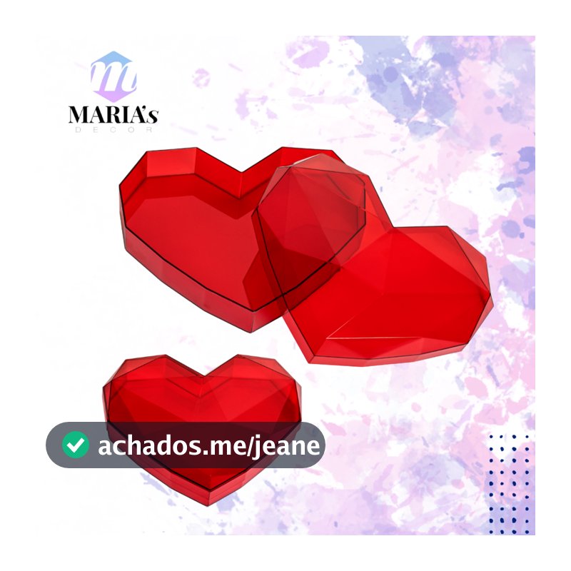KIT 3 CAIXA CORAÇÃO LAPIDADO 17X22CM PARA PRESENTES E DECORAÇÃO