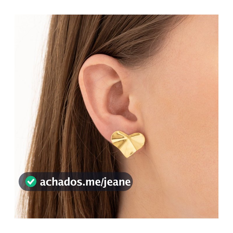 Brinco Feminino Orgânico Coração, Elegante para Uso Diário, Banhado a Ouro 18k, Tendência 2026