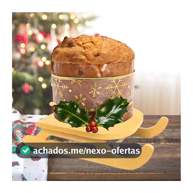 Porta Panetone Trenó Papai Noel MDF Decoração Natalina Mesa Posta Natal