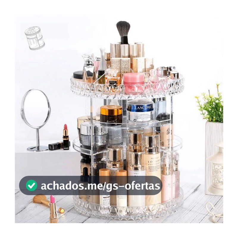 Organizador de maquiagem Acrílico  Giratório 360º Suporte Para Cosméticos