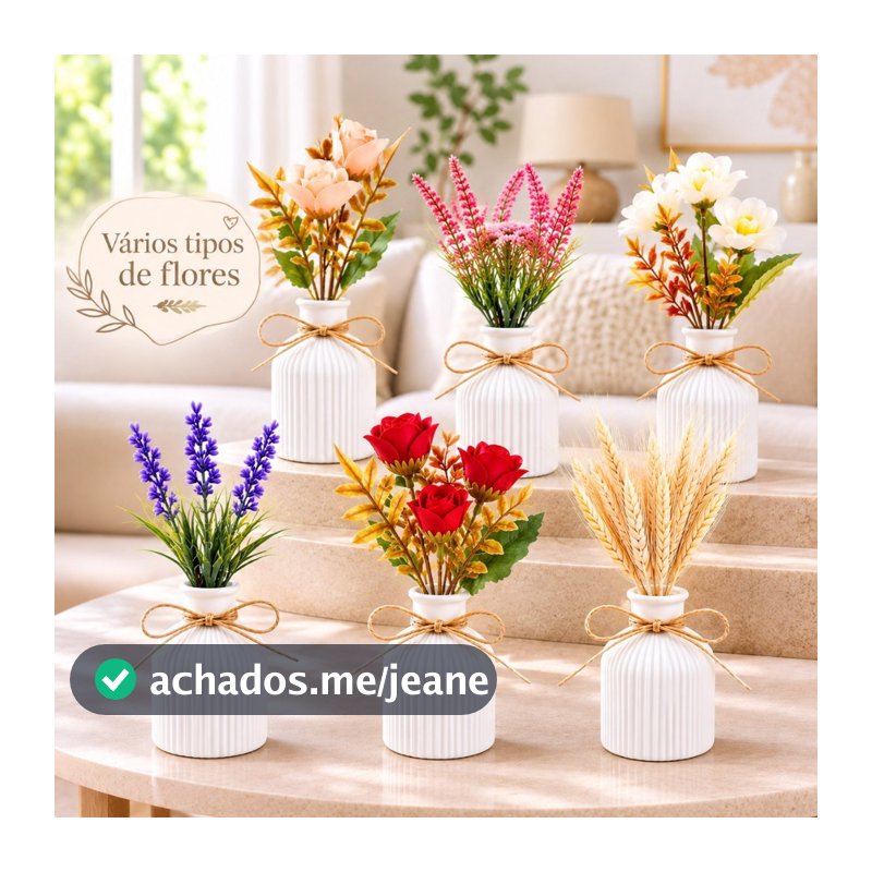 Kit 2 Arranjos Com Vasos de Gesso Planta Artificial Decorativa