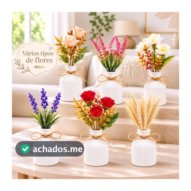 Kit 2 Arranjos Com Vasos de Gesso Planta Artificial Decorativa