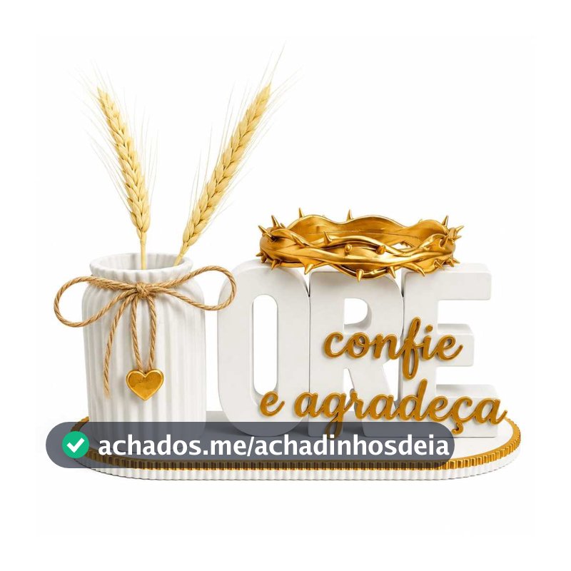 Kit Decorativo 4 em 1 com Vaso e haste de trigo, Coroa e Letreiro Ore Confie e Agradeça