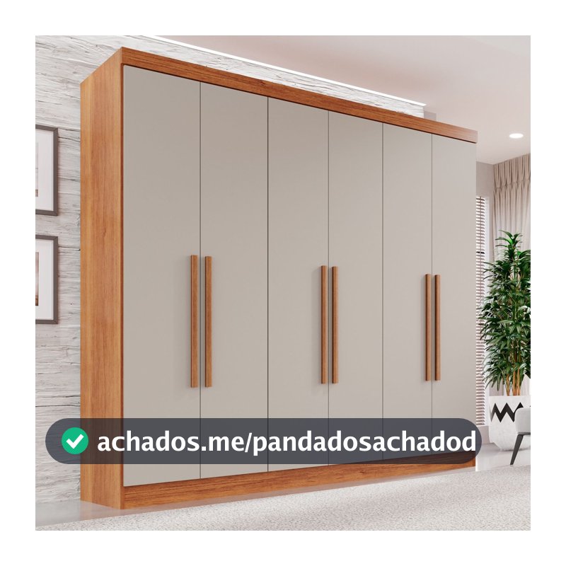 Guarda-roupa Casal 6 Portas 2 Gavetas França Cinamomo/Off White