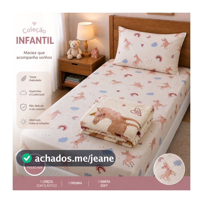 Kit Manta Lencol Coberta Infantil Cobertor Jogo De Lençol 2 Peças Pecas Solteiro