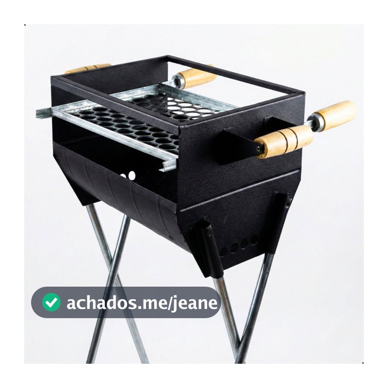 PROMOÇÃO Churrasqueira a Carvão Com Grelha Inclusa 83cm em Aço Carbono 2 Andares Media Espetinho