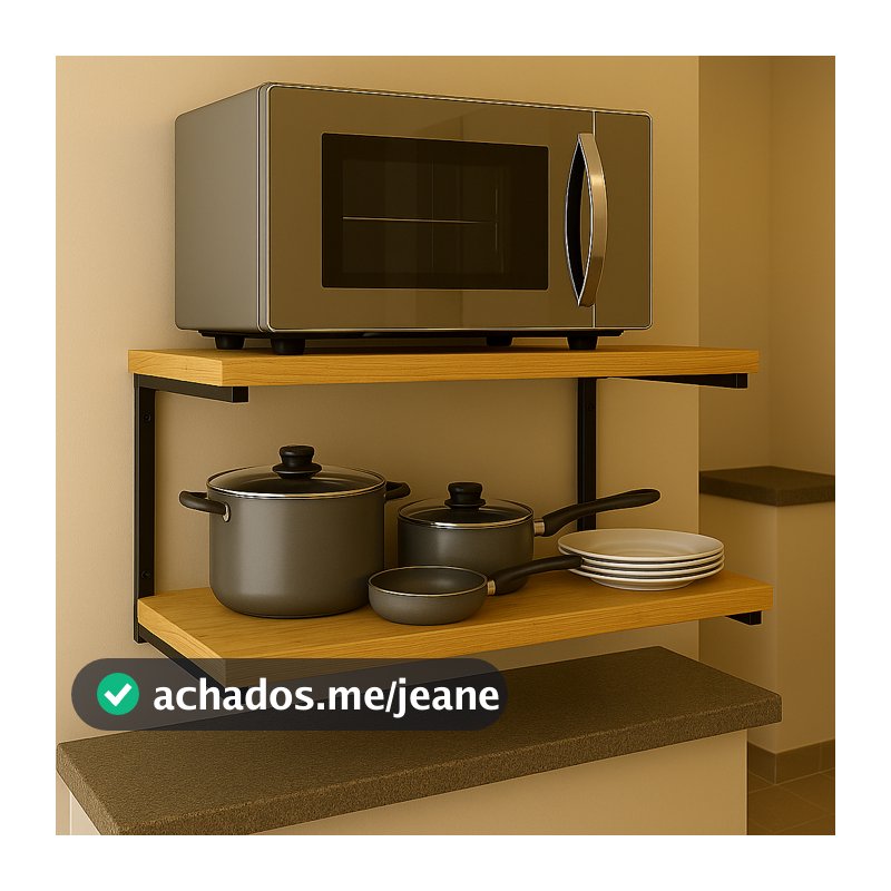 Suporte Microondas Forno Air Frier Videogame Prateleira Suspensa 40cm e 50cm Metalon e Madeira Pinus