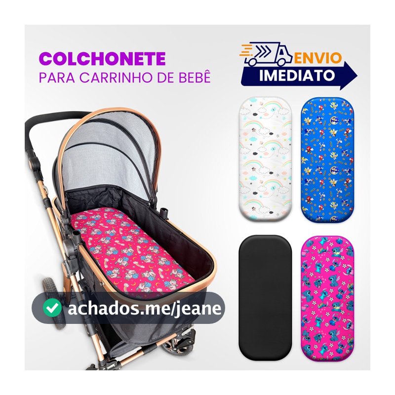 Colchão para carrinho Moises Colchonete carrinho com fronha Menino, Menina e Neutro carrinho de bebe