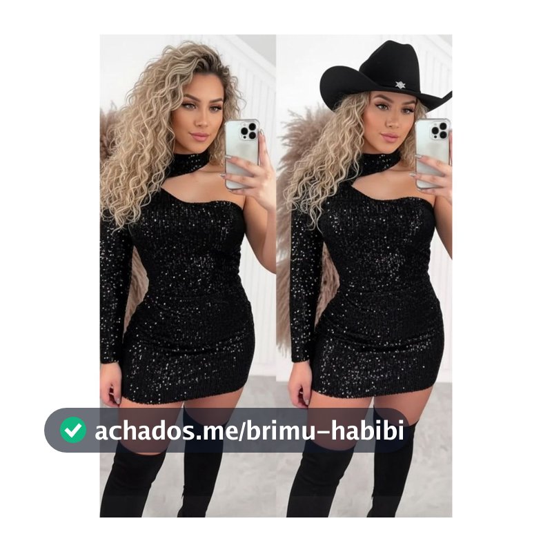 Vestido Country Paetê Curto Gola Alta Manga Única Show Sertanejo Rodeio Festa Balada Brilho Feminino Luxo