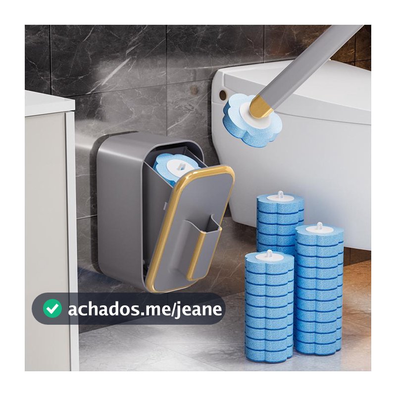 Escova para limpeza de uso sanitário OU refil de esponja descartável, nas cores BRANCA/CINZA C/DOURADO, BRANCA E ROSA
