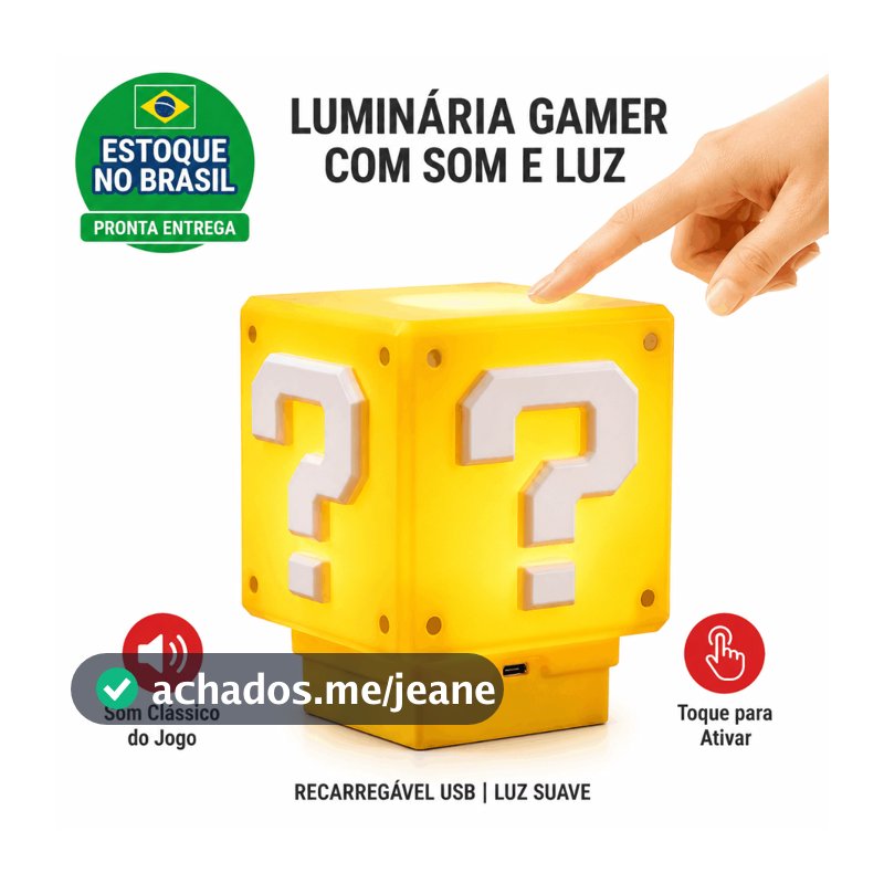 Luminaria Super Mario Bros Com Som Efeito Interativo Luz LED Bloco Gamer Abajur Quarto Presente Criativo USB