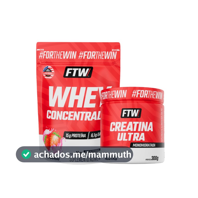 Kit Whey Concentrado 1kg +  Creatina Ultra Pote 300g - FTW