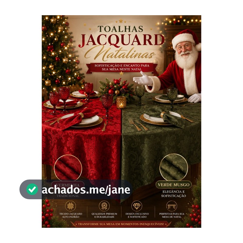 Toalha De Mesa Jacquard Natalina Luxo e Elegante Premium 4, 6 e 8 Lugares Natal Promoção