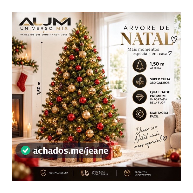 ÁRVORE DE NATAL EXCLUSIVA 2 metros mais de   380 Galhos – O Toque Mágico que a Sua Sala de Estar Merece! 🎄✨