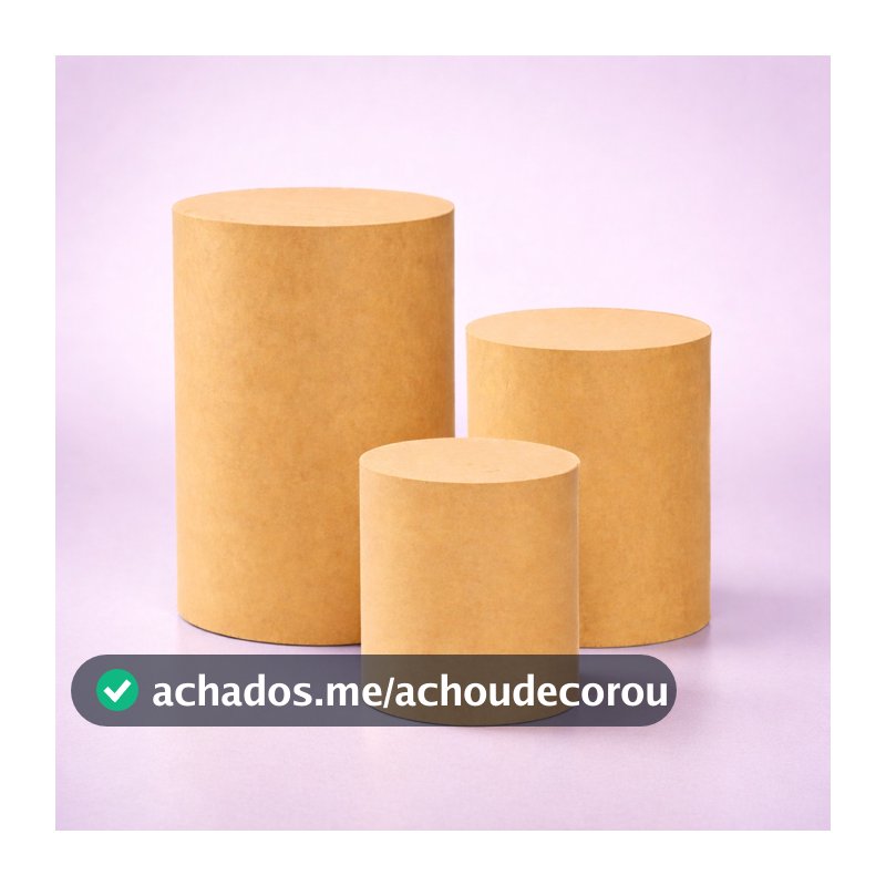 Kit Trio Cilindros Reforçados MDF Decoração Festa Aniversário Eventos Casamento Pegue e Monte