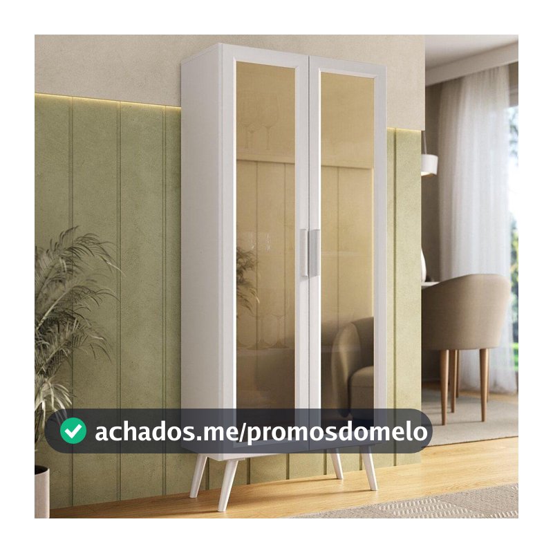 Cristaleira com 2 Portas de Vidro Retrô 68cm Urban Multimóveis MP6040