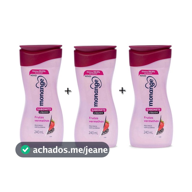 Kit 3 UND - Sabonete Líquido para o Corpo Monange - 240ml Cada (3 Fragrâncias)
