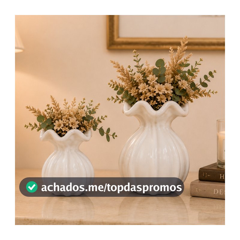 Kit 2 Vasos Cachepots Trouxinha Murano Ceramica Decorativo Medio Pequeno