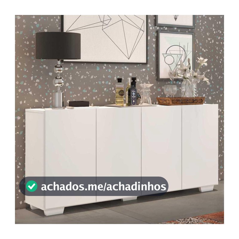 Aparador Buffet 4 Portas com Pés Quadrados Veneza Multimóveis Branco