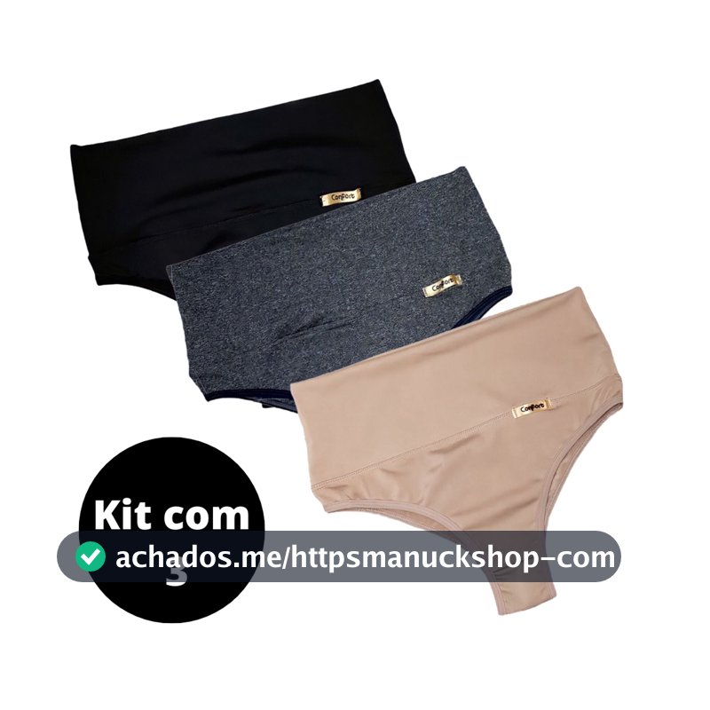 KIT 3 Calcinha cinta pala compressão pós parto prende barriga suplex cós