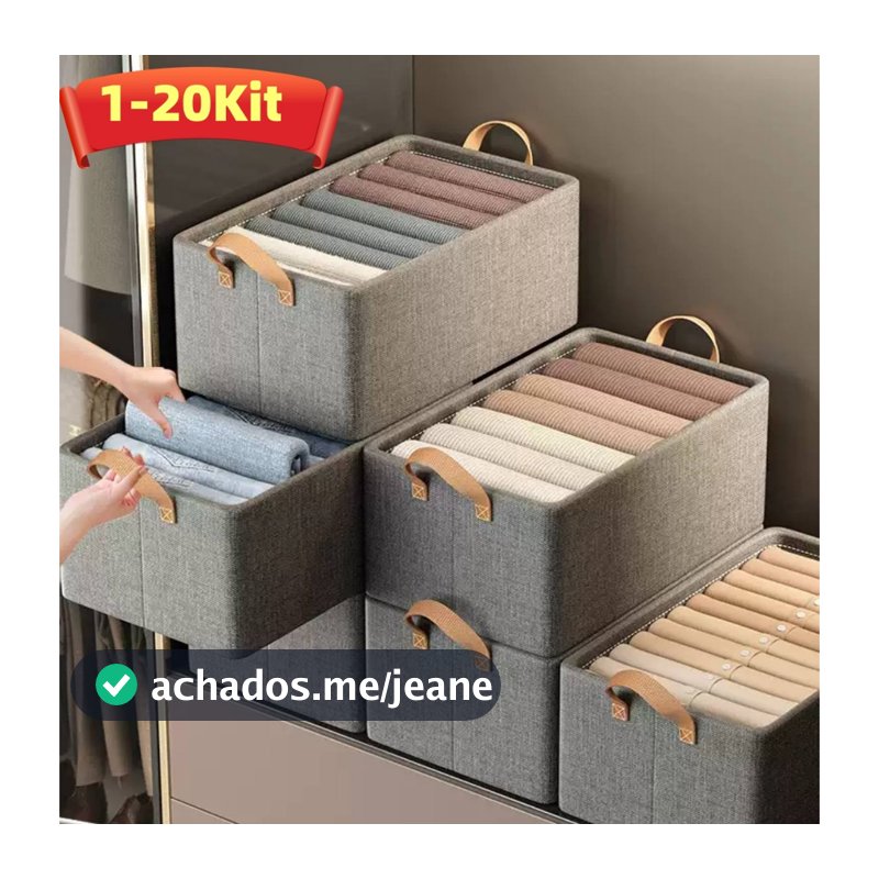 Caixas Organizadoras Armazenamento Reforçadas para Guarda-Roupas  Multiuso para Roupas Íntimas, Calças e Jean