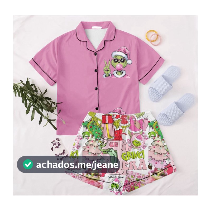 pijama infantil juvenil adulto americano Natal grinch personalizado roupa de dormir conjunto feminino